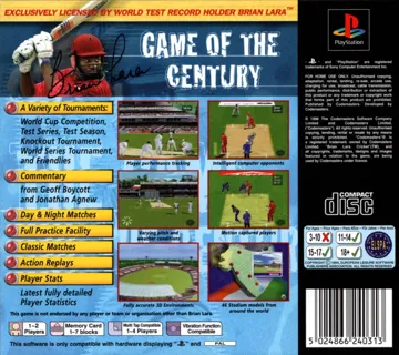 Brian Lara Cricket (EU) box cover back